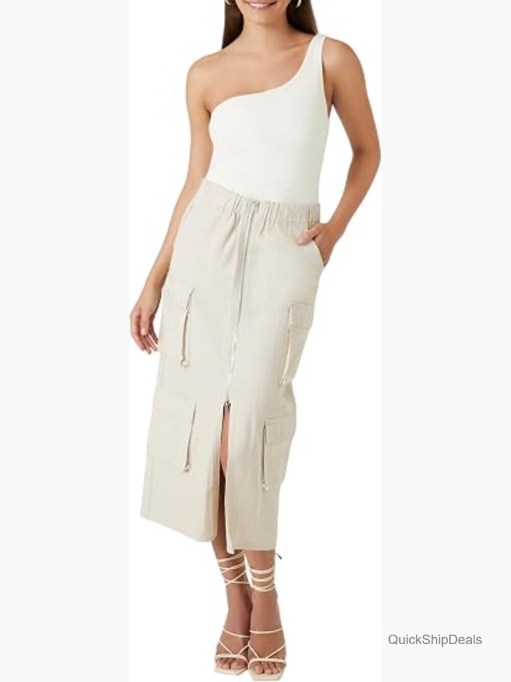 Twill Cargo Maxi Skirt with Pockets